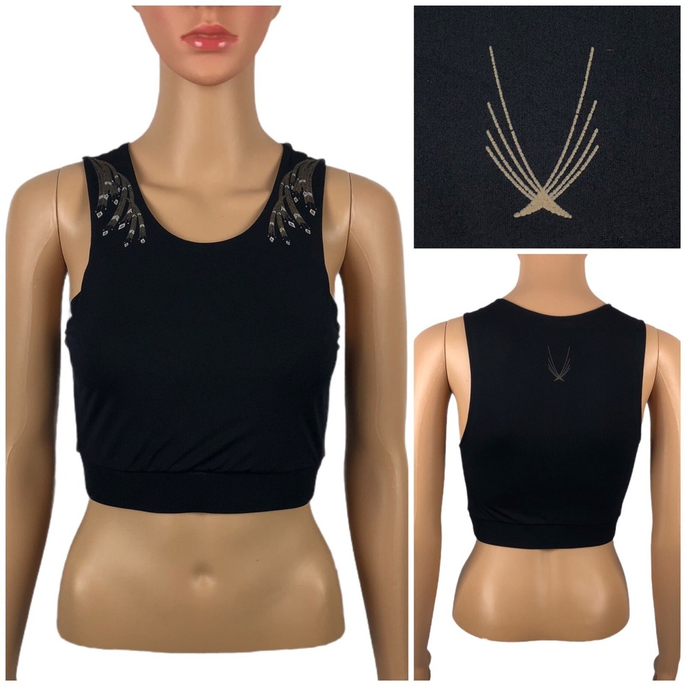 Lucas Hugh Womens Small Tank Top Black Sleeveless Sealed Seams Polyamide Crop